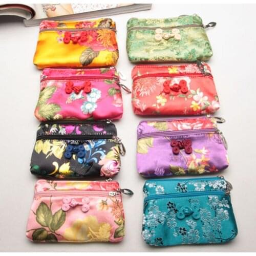 New Fashion Women Wallets Retro Imitation Silk Purse makeup Coin Purse Clutch Handbag Bag13*9cm F20173933