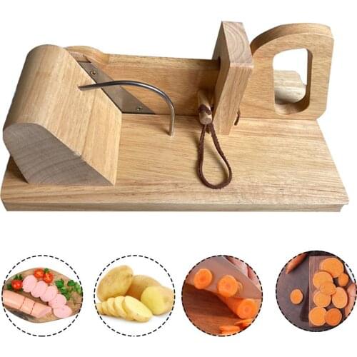 Food Cutter Safe Professional Sausage Slicer Wooden Meat Cutting Tool for Kitchen Camping