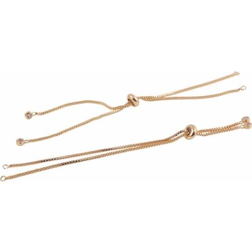 KONMAY 20pcs Adjustable Copper Base Box Chain For Bracelet, 18K Gold Plated and with Cubic Zirconia Beads