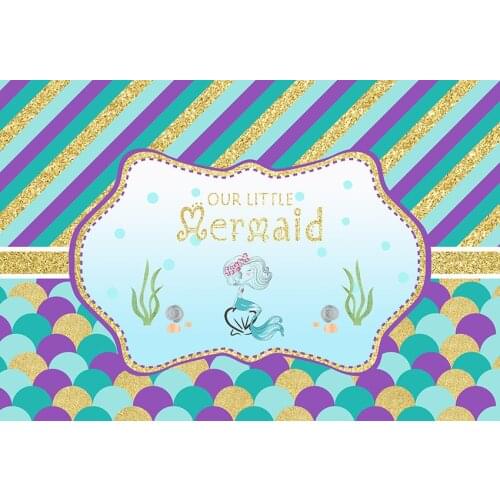 Little mermaid Backgrounds photo shot vinyl fotografia baby girl shower photography Backdrop for photo studio accessories G-1010