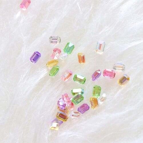 Mixed 100pcs Crystal Aurora Nail Art Rhinestones Pointed Bottom Shiny Glass Nail Diamond For 3D Nails DIY Manicure Decorations