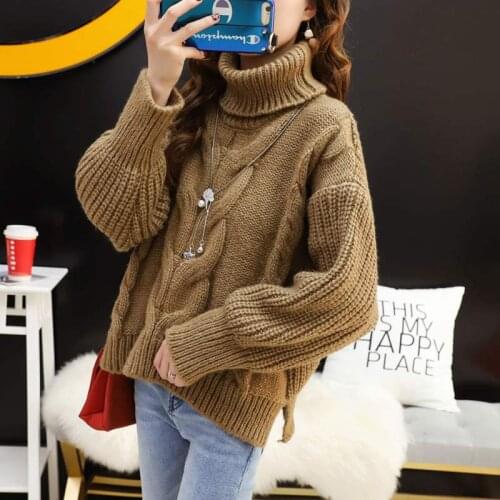 Turtleneck Sweaters Women Cashmere Wool Sweater 2021 Casual Loose oversized pullover women knitted sweater cotton jumpers female