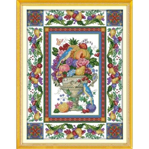 Everlasting Love Gorgeous Fruit Bowl Chinese Cross Stitch Kits Ecological Cotton Fabric 11 CT DIY Christmas Decorations For Home