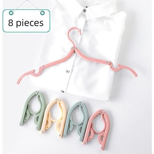 Eight Packs Of Folding Clothes Hangers, Solid Color Portable Clothes Hangers, No Trace Non-slip Household