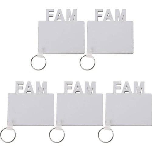 Y166 5Pcs Blank Mom Dad Family MDF Keychains Sublimation Heat Transfer Photo Wooden DIY Keychains Keyrings Kit Jewelry Making