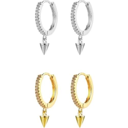 Mini 6.5mm Spike Huggies Small Hoops Loop Circle Ring Crystal CZ Women Piercing Clips On Earring Rock Punk Jewelry Pendientes