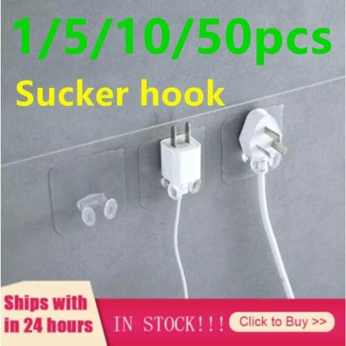 Adhesive Hooks Rack Wall Hanger Space Saver Flower Heavy Load Transparent Strong Self Strong Kitchen Bathroom Tools 1/5/10/50pc