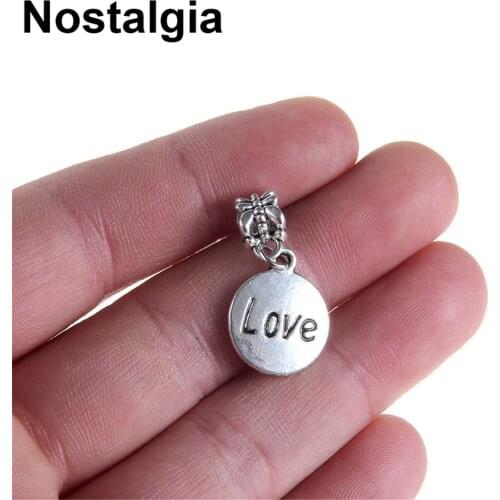 Nostalgia 10pcs Word Love Diy Big Hole European Charm Beads For Bracelets Jewelry Making Wholesale Lots Bulk