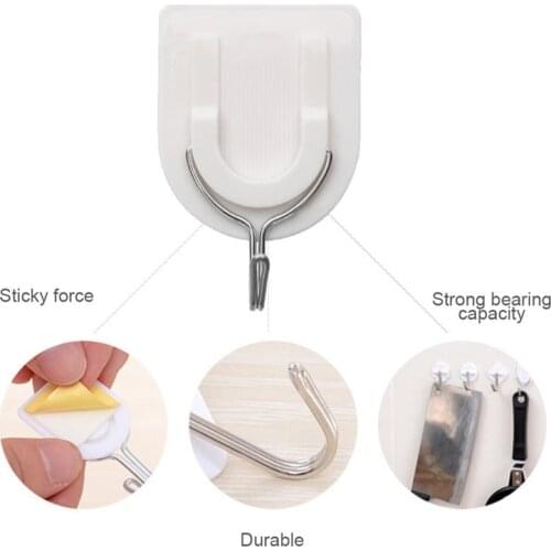10 Pcs Strong Adhesive Wall Sticky Hooks 180 Degree Rotating Stick On Wall Door Key Holder for Bathroom Kitchen Accessories