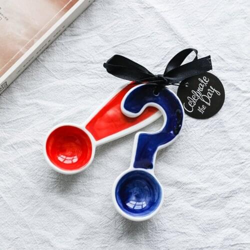 2pcs creative cartoon symbol small spoon baking spoon seasoning household ceramic spoon interesting gift flatware set CL31701