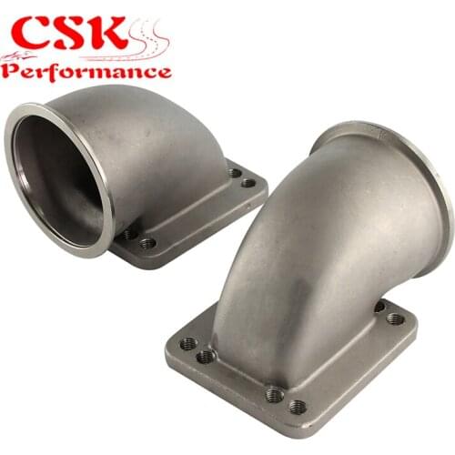 2Pcs 76mm 3.0" Vband 90 Degree Cast Turbo Elbow Adapter Flange For T3 T4 Turbocharger