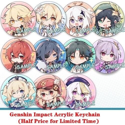 Game Genshin Impact Accessories Acrylic Pendant 2020 New Anime cosplay Props Venti Klee Diluc cos Badge Project Keychain Gift