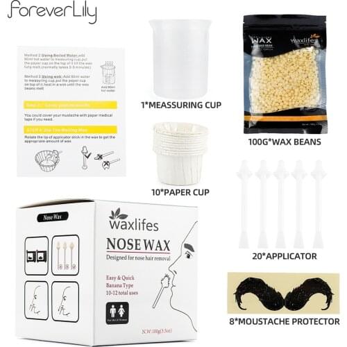 Painless Portable Nose Hair Removal Wax Kit For Men/Women Beads Nose Ear Hair Trimmer Measuring Cup Moustache Stencils Tools
