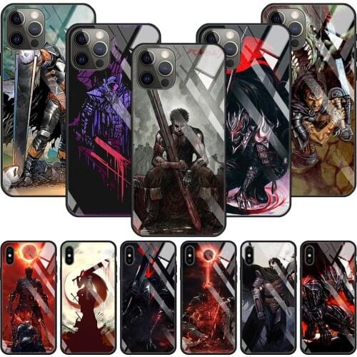 Tempered Glass Phone Case For iPhone 11 12 Pro Max 12 Mini X XS MAX XR 8 7 6s 6 Plus SE 2020 Soft Frame Para Berserk Coque