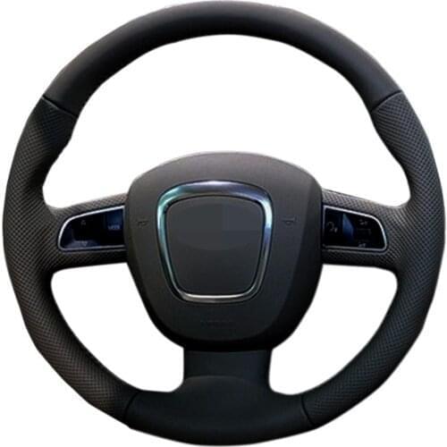 Black Car Steering Wheel Cover Genuine Leather For Audi A3 (8P) 2008-2013 A4 (B8) 2008-2010 A5 2008-2010 A6 (C6) 2007-2011