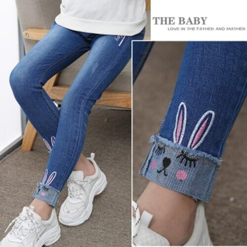 Girl Jeans spring and autumn girl spring style small leg pants children foreign style pants spring pants big boy pants