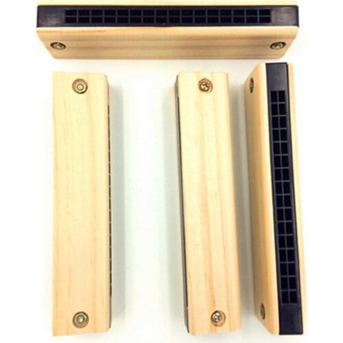 Children Harmonica 16 Hole Key Type Double Row Wooden Clear Log Color Baby Early Education Learn Playing Toys