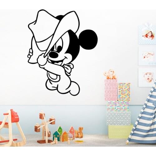 Disney Mickey Mouse Baby with Hat Kids baby wall stickers for kids room bedroom accessories home decoration