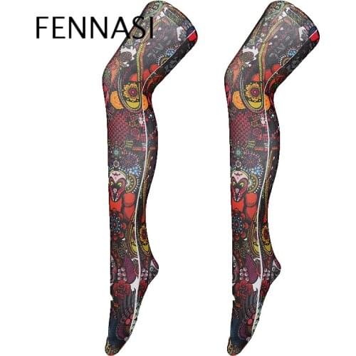 FENNASI Halloween Womans Colorful Print Thick Stockings Ladies Cosplay Compression Sexy Casual Autumn Over Knee Socks