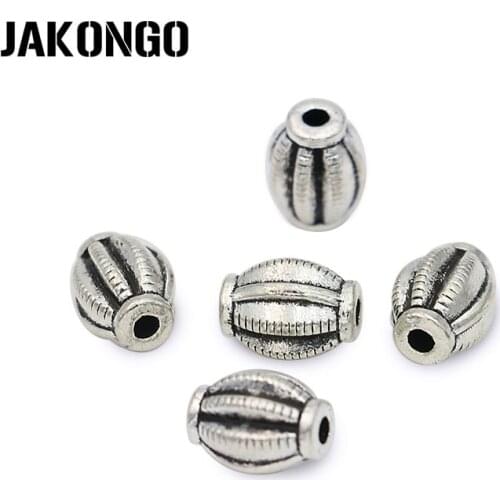 JAKONGO Spacer Beads Antique Silver Plated Pumpkin Loose Beads for Making Bracelet Jewelry Accessories DIY Handmade 20 pcs