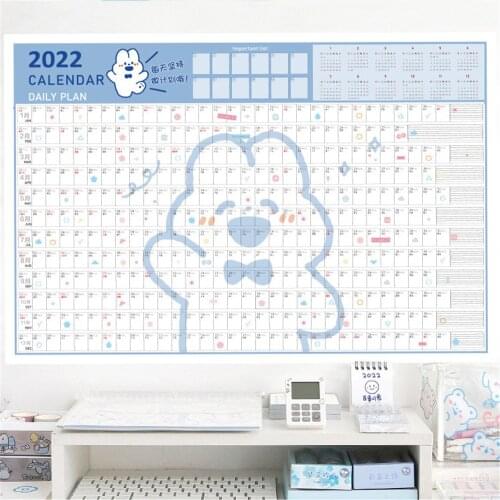 2022 Year Wall Calendar with Sticker Cute 365 Days Daily Learning Annual Schedule Periodic Planner Year Memo Agenda Organizer