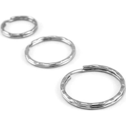 Simsimi embossing Key chain rings wire 1.4/1.5/1.6mm diameter size 20/25/28mm 304 Stainless Steel good quality wholesale 10pcs