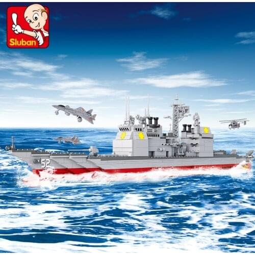 Sluban Building Block WW2 Military Boat Cruiser 883pcs Educational Bricks Toy Boy No retail box