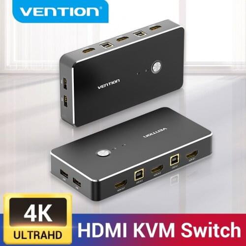 Vention HDMI KVM Switch 2 Ports USB KVM HDMI Switch Box Switcher for Sharing Printer Keyboard Mouse 4K/60Hz KVM Switch HDMI VGA