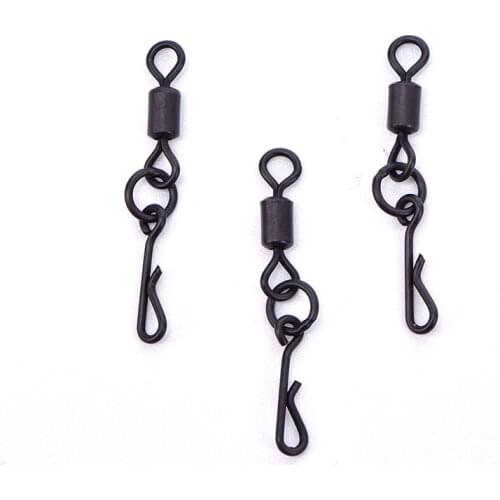 Hot! 20pcs Fishing Rolling Swivels With Quick Change Snaps Carp Rigs Long Body Swivel