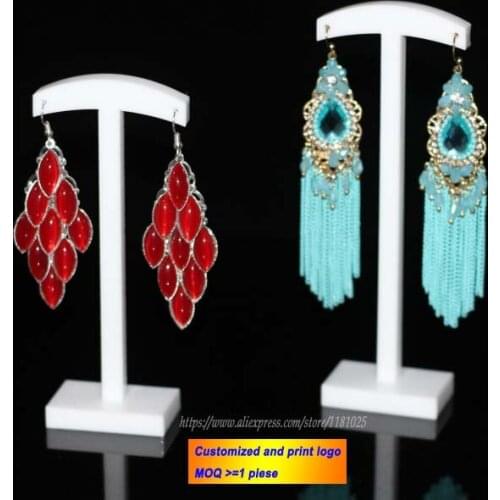 Fashion Acrylic White High-Low Earring Dislay Stand Earring Holder Earring Showing Rack Jewelry Organizer