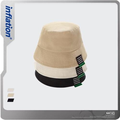 INFLATION Men & Women High Street Bucket Hat Hip Hop 100% Cotton Fisherman Cap Outdoor Unisex Bucket Hat In Soild Color 238CI