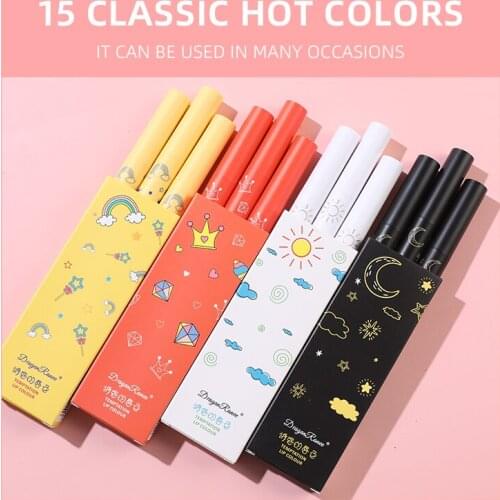 3pcs/set Lipstick Pen Set Thin Tube Matte Velvet Lipstick Moisturizing Waterproof Lasting Cosmetic Lipstick Gift Box TSLM1