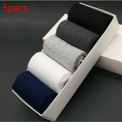 5 Pairs High Quality Men Business Casual Cotton Socks Spring Summer Autumn Winter Solid Colors Crew Socks Male Breathable Socks