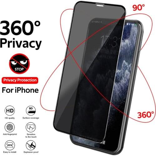 Full Cover Privacy Screen Protector For iPhone 11 12 Pro Max Mini Anti-spy Film For iPhone X XR XS Max Anti Glare Tempered Glass