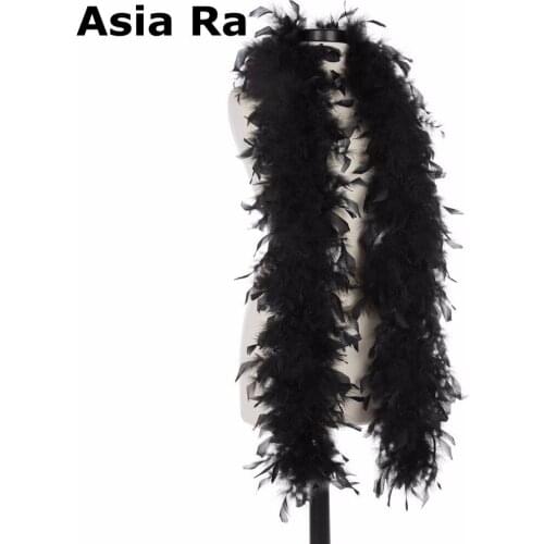 Asia Ra 10meters 80g Chandelle Feather Boas Black color Turkey feather fringes strips for wedding party decorations crafts