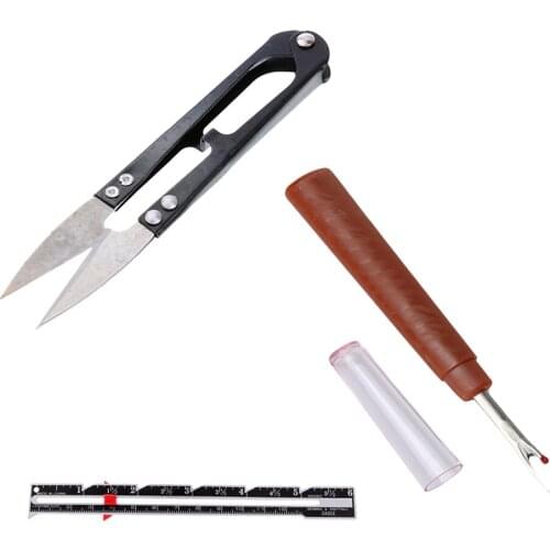3 Pieces Seam Ripper Stitch Unpicker + Metal Sewing Gauge + Yarn Cutter Scissor