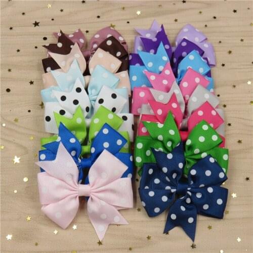 12PCS/LOT Lovely Dots Ties Only Bows Elastic Bands For Baby Girl Hairpin Clips Goth Pins Scrunchy Kids Hair Accessories 2021 NEW