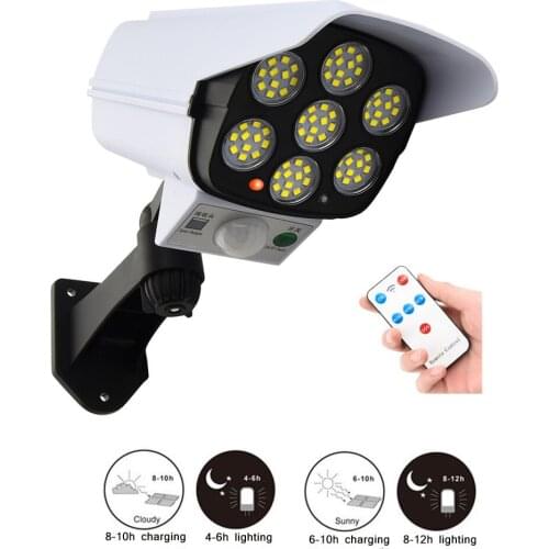 Remote Solar motion sensor lamp garden led light outdoor Simulation monitoring fake camera integrated split safety waterproof LE