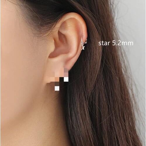 925 sterling silver earring simple cross star heart-shaped ball small zircon ear bone ear buckle fashion wild girl ear jewelry