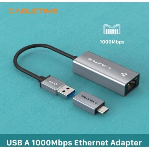 CABLETIME USB Ethernet Adapter 1000Mbps Network RJ45 LAN Adpater for PC Nintendo Switch Laptop Macbook Air N402