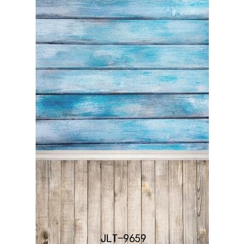 Printed Blue Wooden Wall Photographic Backgrounds Baby Birthday Party Candy Bar Vinyl Photography Backdrops for Photo Studio