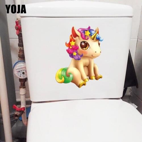 YOJA 17.7×22.3CM Colorful Cute Unicorn Home Kids Room Decoration Personality Wall Toilet Stickers T1-2740