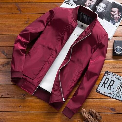 YuWaiJiaRen Spring Autumn Bomber Jacket Men Streetwear Hip Hop Thin Pure Color Handsome Men Dress Coat