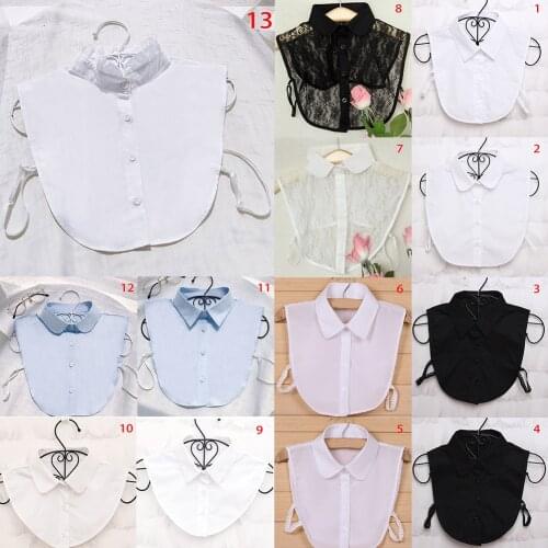 Ladies Women Adult Detachable Lapel Shirt Fake Collar Fashion Simple Solid Color False Blouse Neckwear Clothing Accessories