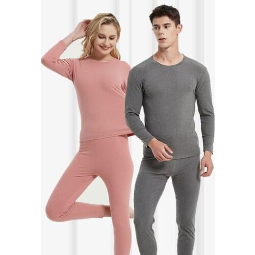 Plus Size 95KG Long Johns for Men Autumn Winter Faux Cashmere Thermal Underwear Solid Keep Warm Thermal Pajamas Women 2 PCS/Sets