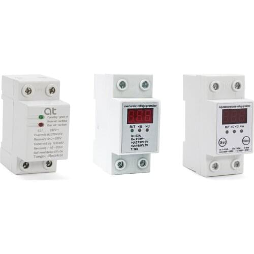 1 pcs 63A 230V Adjustable Digital display Overvoltage and undervoltage protector, Overcurrent protection relay