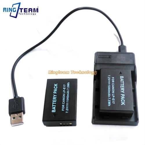 2x LPE17 LP-E17 Battery & 1x USB Charger for Canon Digital Camera EOS Rebel T6i 750D T6s 760D M3 M5 T6s 8000D Kiss X8i 77D 200D