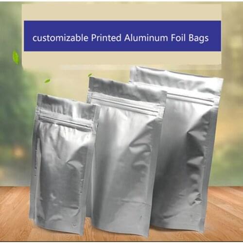 30Pcs Silver Pure Aluminum Foil Bags Stand Up Package Bags Self Sealable Ziplock Bag With Zipper for Coffee Bean Spice Storage