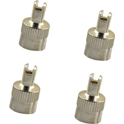 4 Pieces Motorcyle Car Slotted Head Valve Stem Caps with Core Remover Tool Set of 4 slotted caps With Valve Core Remover