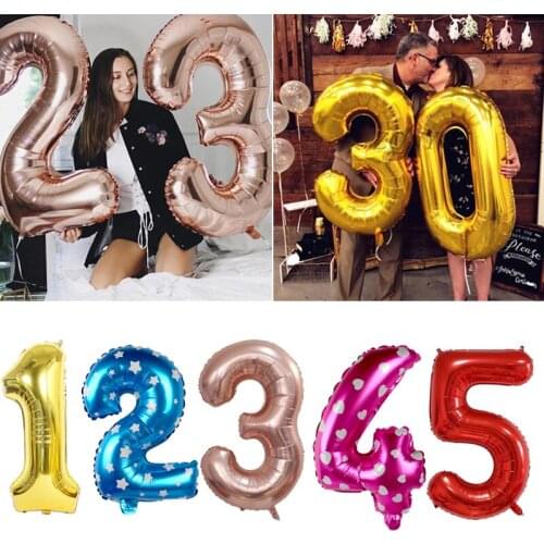 Big Size Silver Gold Foil Number Balloons Figures 0-9 Birthday Party Decorations Kids Baby Shower Toy Adult Wedding Air Globos
